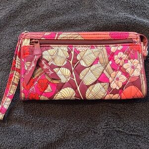 Vera Bradley Red and Pink Floral Wristlet Wallet